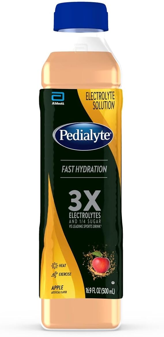 Pedialyte Electrolyte Solution, Apple, Hydration Drink, 1 bottle, half liter each