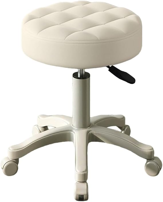 Round Rolling Stool with Wheels,Small Makeup Vanity Chair with Height Adjustable,360 Swivel Beauty Salon Small Chairs,Armless Computer Desk Chairs Work Study SPA Salon Stools for Home Office Use Be
