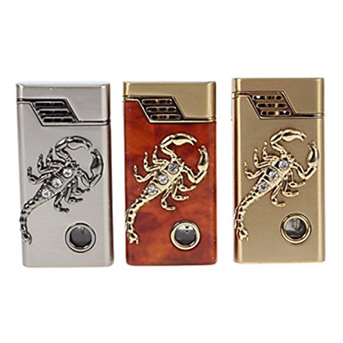 Metal Scorpion Decoration Round Gas LighterRandom Color - One Lighter