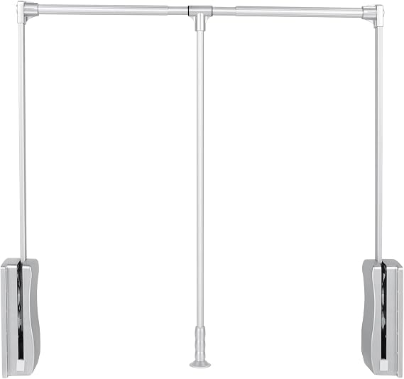 uyoyous Pull Down Closet Rods, Adjustable 35-48 Inch Wardrobe Rail Lift Collapsible Closet Rod Aluminium Retractable Wardrobe Hanger Clothing Rail Closet Lift Organizer Storage Lift for Bedroom