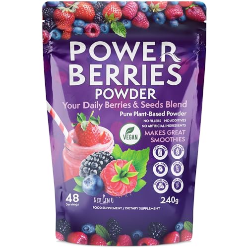 Super Berry Powder - 1 Pack, 240g - Immune Support - Food Supplement - Superfood Berries - Smoothie Mix for Shakes - Healthy Boost for Detox Juice Beverages or Any Drink - by NextGenU