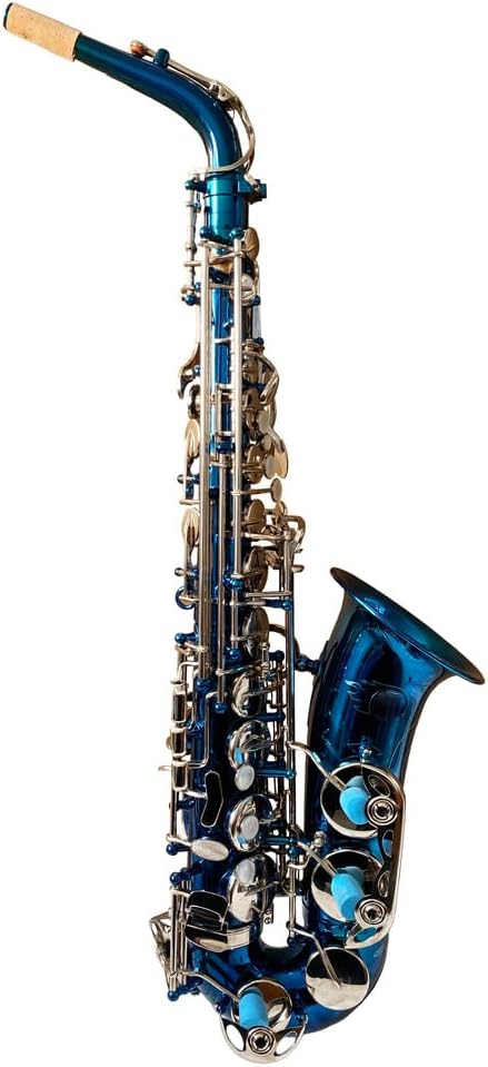 Eastern Music intermediate blue glossy lacquered alto saxophone with case