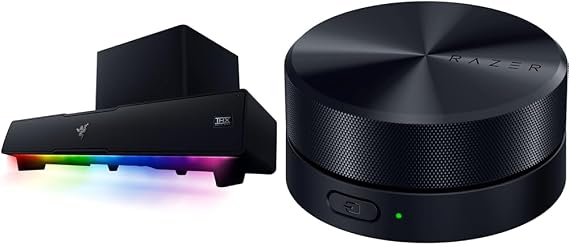 Razer Leviathan: Multi-Driver Gaming Soundbar with Subwoofer - THX Spatial Audio & Wireless Control Pod: Advanced Audio Control