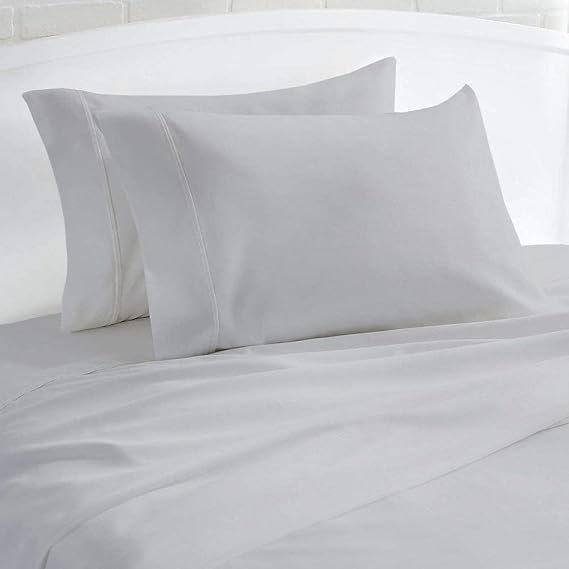 1000 Thread Count 100% Egyptian Cotton Pillow Cases, Set of 4 Pillowcase, Long-Staple 100% Cotton Breathable, Soft Sateen Weave Bed Pillow Cover, 20 X 40 Inches Pillowcases Light Grey King Size