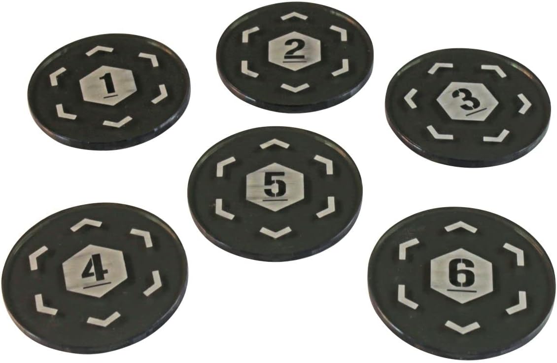 LITKO Objective Tokens Numbered 1-6 Compatible with Warhammer: Kill Team 2nd Edition, Translucent Grey 6