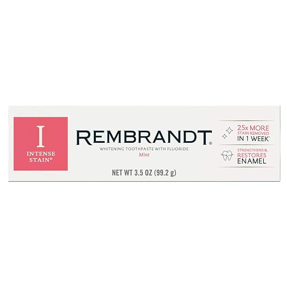 Rembrandt Intense Stain Whitening Toothpaste with Fluoride, Mint 3.52 oz
