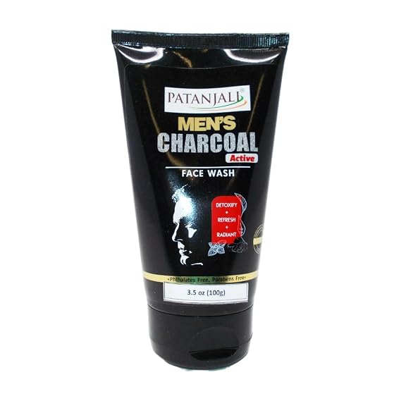 patanjali Men's Charcoal Active Face Wash - Purifying Cleanser for Men, 100g