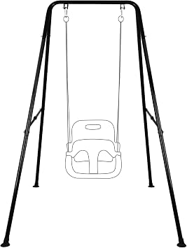 Baby Swing Stand, Heavy Duty Foldable Swing Stand A-Frame Metal Swing Stand Frame for Backyard Indoor & Outdoor, Hammock Chair not Included Black