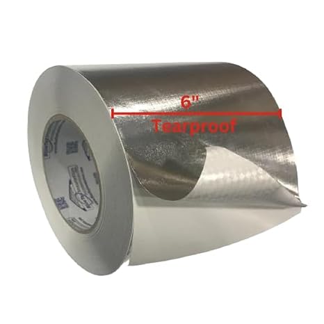 BlueTex Insulation HVAC Aluminum Foil Tape 6 inch x 150 ft (6 mil), Professional Grade Silver Duct Tape Metallic, Tear-Proof Woven HVAC Tape Heavy Duty, for Ductwork, Dryer Vent & Insulation - 1 Roll