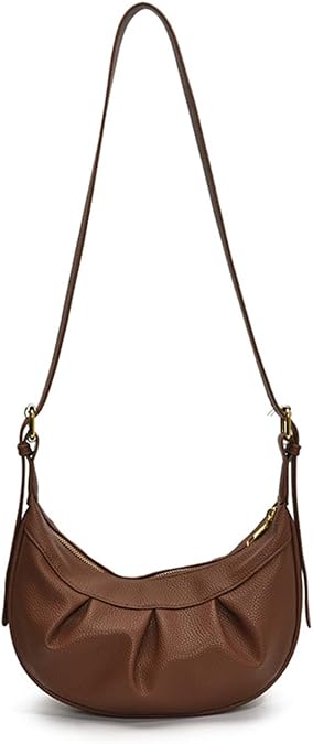 Leather Hobo Bags for Women Large Capacity Crossbody HandBags Dumpling Bags Ruched Purse Crescent Handbag
