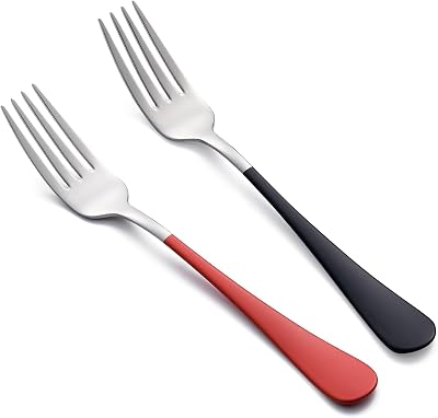 Red and Black Dinne Forks Set 24 Piece,Red and Black Handle Silverware Forks 180 Stainless Steel Flatware Bulk Forks,8.1-inch Dessert Forks Sets Table Forks Set of 24, Dishwasher Safe