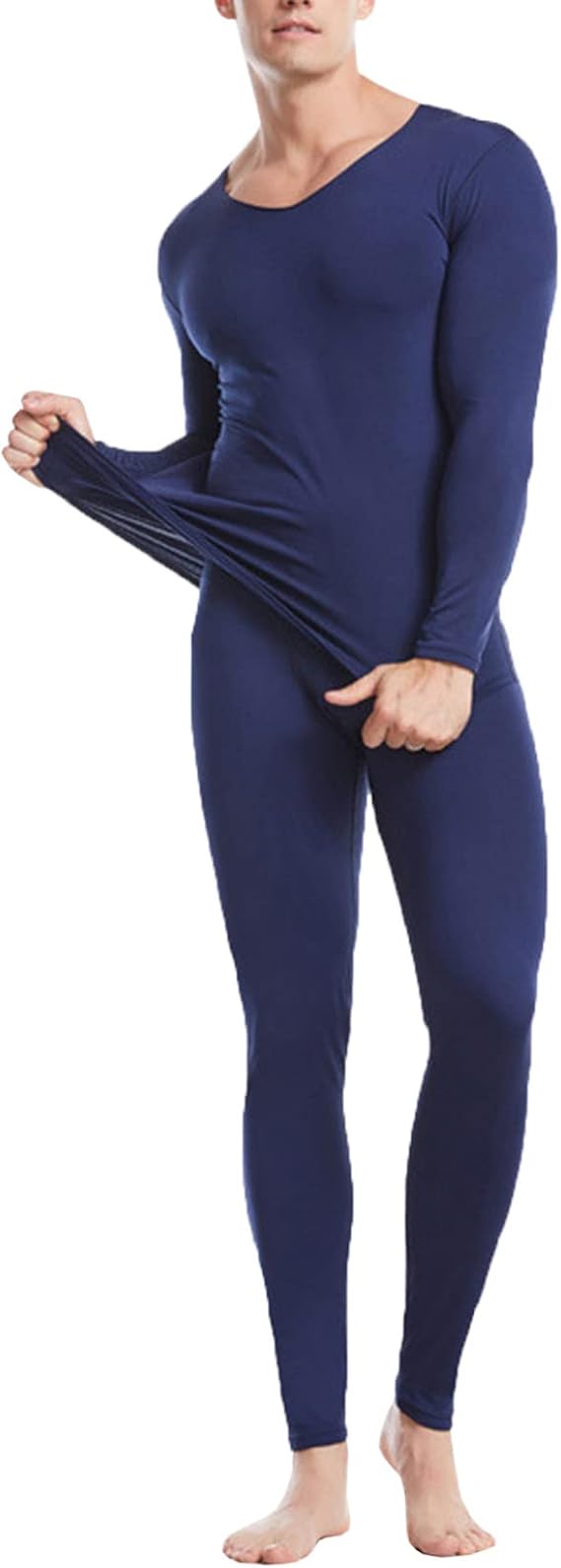 XUNZOO Mens Thermal Underwear Set Comfy Warm Base Layer Long Sleeve V Neck Long Johns Top Bottom Set