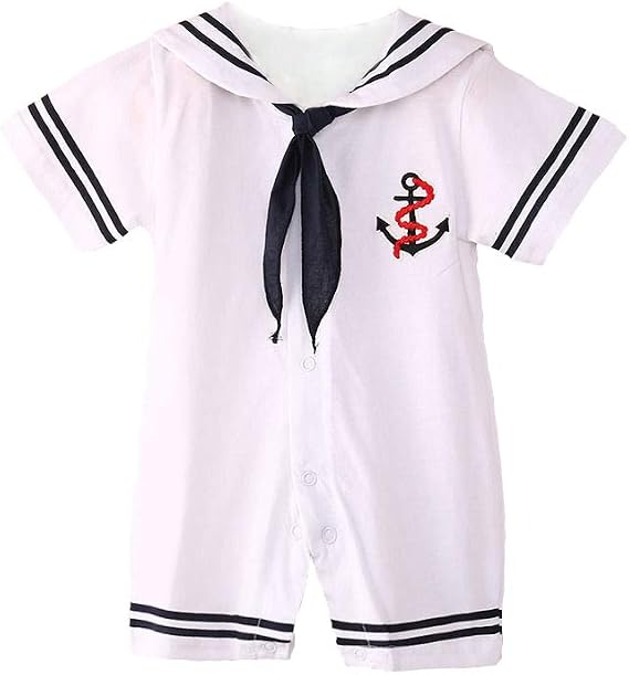 Newborn Baby Boys Girls Sailor Romper Short Sleeve Striped Marine Bodysuit Jumpsuit Summer Party Casual Clothes