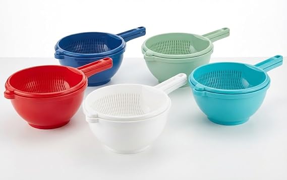 Orret Home 2 Katlı Saplı Plastik Süzgeç Alt Hazneli Makarna Süzgeci Meyve Sebze Yıkama Süzgeci Hazneli Pratik Mutfak Süzgeci (ASORTİ RENK)
