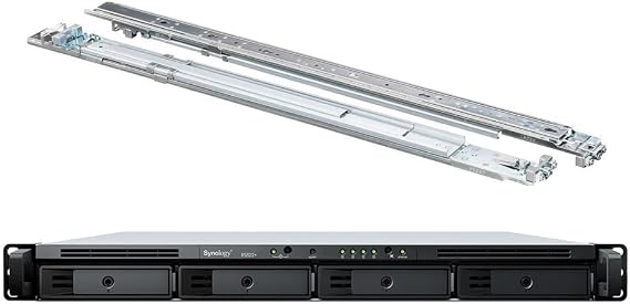 Synology RackStation RS822+ NAS Server with Ryzen 2.2GHz CPU, 32GB Memory, 64TB HDD Storage, 4 x 1GbE LAN Ports, DSM Operating System Bundle with Rail kit