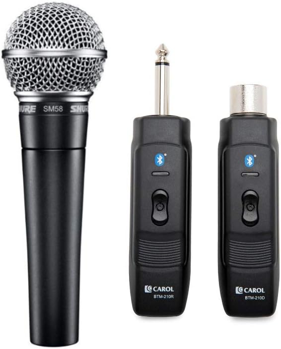 Shure SM58-LC Cardioid Dynamic Vocal Microphone with Knox Gear Microphone Wireless Adapter