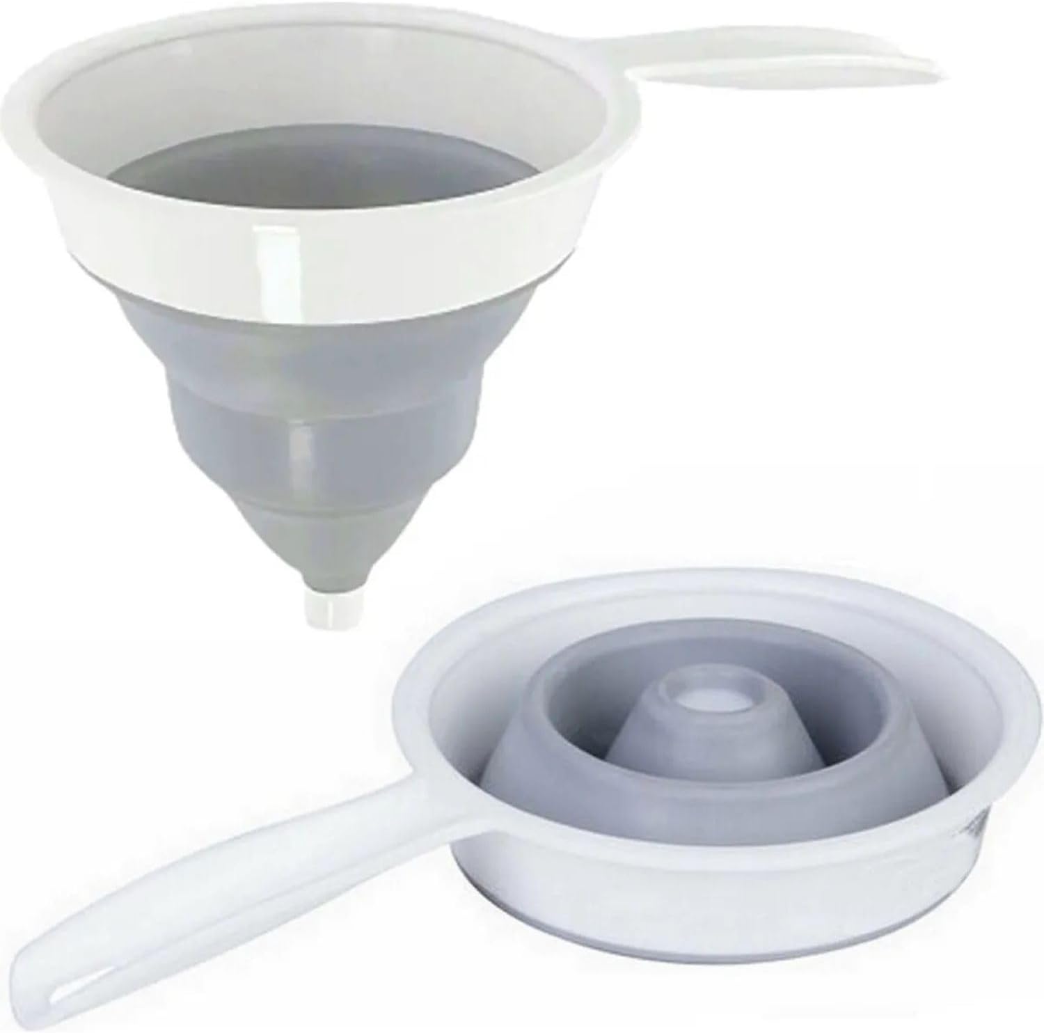 Busstier Foldable Handle Funnel, Multi-Purpose Accordion Funnel, Flexible and Practical Design, Food Safe Silicone, Easy Storage and Cleaning, Ideal for Kitchen, Travel and Camping