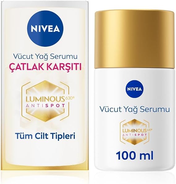 NIVEA Luminous630 Çatlak Karşıtı Vücut Yağ Serumu 100ml, Cilt Tonu Eşitleyici, 48 Saat Nemlendirici, Pürüzsüz Cilt Hissi