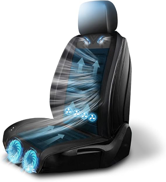 Cooling Car Seat Cover Front Seat,Ventilated Car Seat Cooling Pad with 30-Air-Outlets,Cooling Car Seat Cushion with 3-Speed Modes,Seat Coolers Universal Fit for 12V Car SUV (Black)