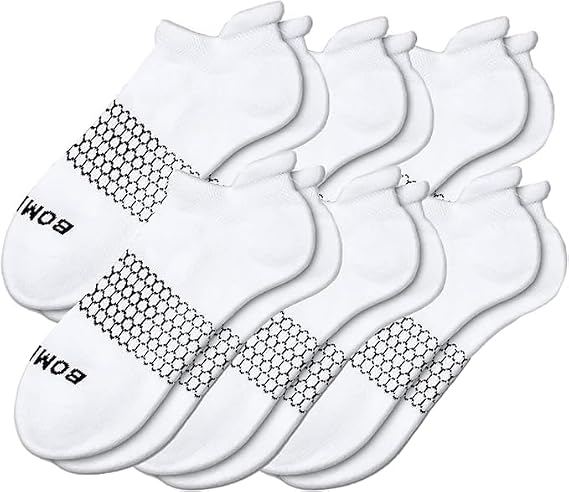 BOMBAS Men's Solids Ankle Large Socks, 6 Pairs White Ankle Socks, Size 8-13