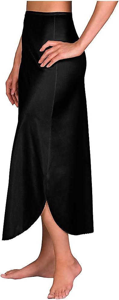 Velrose Shadowline Women's Nylon Essentials Double Slit 1/2 Slip, 2116, Black, S