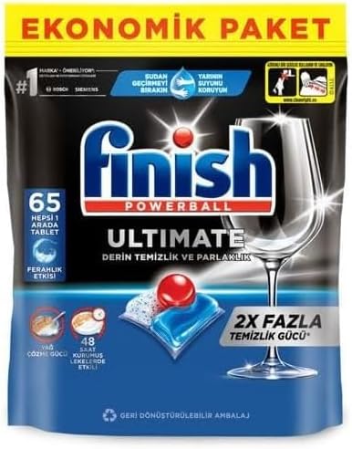 Finish Ultimate 65 Kapsül Bulaşık Makinesi Deterjanı Tableti (1 x 65 Kapsül)