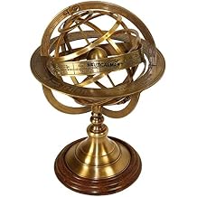 Brass Antique Finish Armillary Celestial Globe with Zodiac Engravings