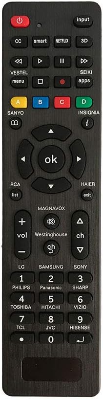 Universal Remote for jvc,Samsung,LG, Sony,Vizio, Philips, Toshiba, Hitachi,haier, Panasonic, Smart TVsSimple Settings Required