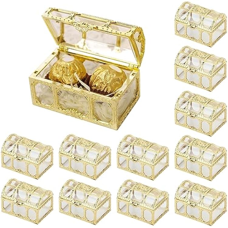 HERCHR 12PCS Party Favor Boxes, Treasure Chest for Candy Box Wedding Favor Boxes Clear Favor Gift Boxes for Wedding Baby Shower Birthday Party 7 x 5 x 5cm  2.8 x 2 x 2in