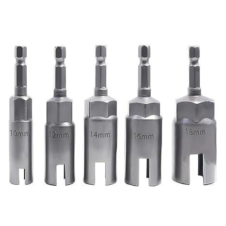 5PCS Deep Power Wing Nut Driver Set 10/12/14/16/18mm, 1/4'' Hex Shank Wing Nut Socket, Slot Wing Nut Drill Bit Socket Wrenches Tool for Panel Nuts Screws Bolts