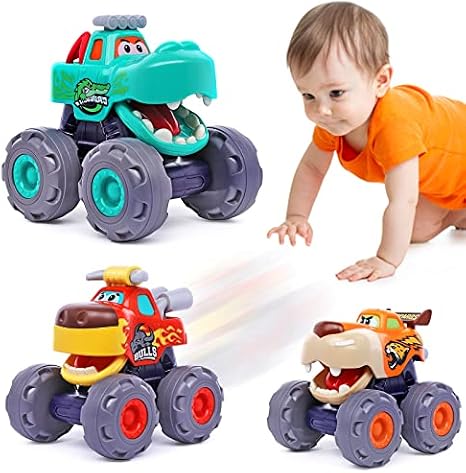 OCATO Easter Egg Fillers Basket Stuffers Dinosaur Toys Monster Truck Toys Cars Toddler Baby Boy Gifts Bundle