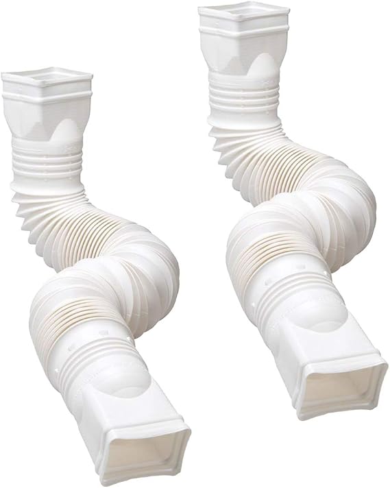 WholesalePlumbing Supply 2-Pack White Flexible Downspout Extension Gutter Connector Rainwater Drainage,FD-85010-2PK