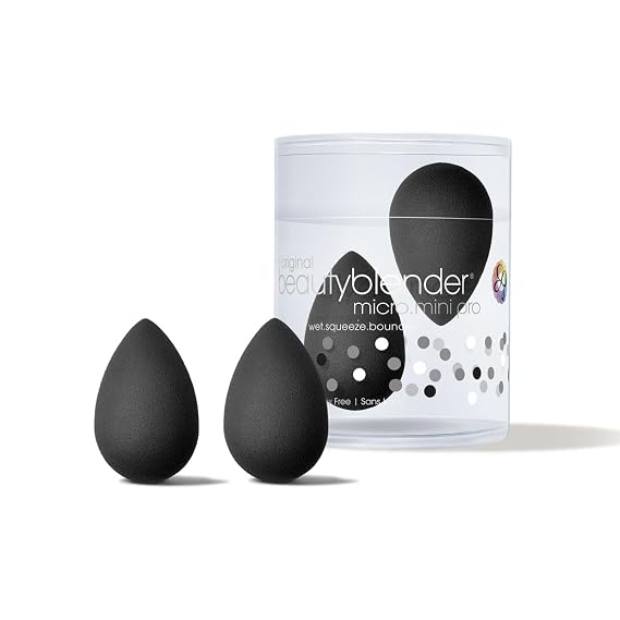Beautyblender | Micro Mini Pro Black Beauty Blender Makeup Sponges, Super-Soft Foam Easily Blends Concealers & Highlighters, Made in USA, Reusable, Washable, Streak Free Application, 2 Pack