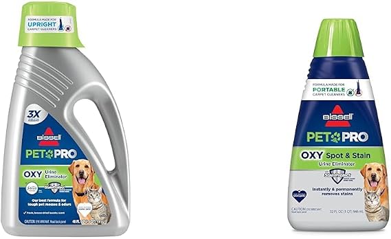 Bissell PET PRO OXY Urine Eliminator with Febreze Carpet Deep Clean Solution PET PRO OXY Spot & Stain Formula for Portable Carpet Cleaners, 32 oz., 2034