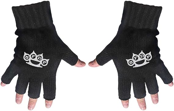 Five Finger Death Punch Fingerless 5FDP Gloves Black
