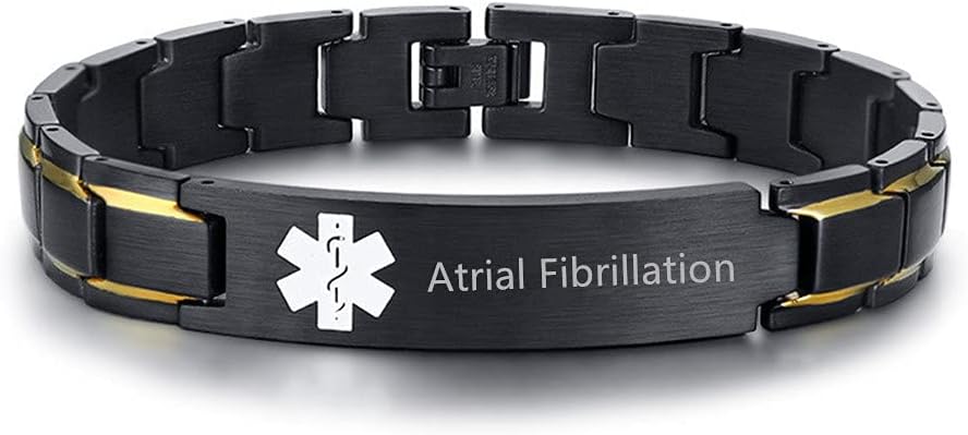 ZKXXJ Medical Alert ID Bracelet for Men - Stainless Steel Adjustable Wristband Sos Emergency Identification Bracelets Blood Thinner,Healthy ICE Allergy Awareness Jewelry for Boyfriend Dad