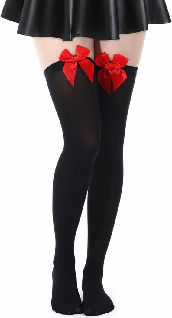 SATINIOR Thigh High Socks with Satin Bow Women