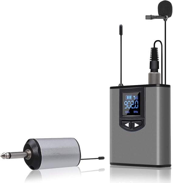 Wireless Headset Lavalier Microphone System,Wireless Lapel Mic with Bodypack Transmitter for iPhone, DSLR Camera, YouTube