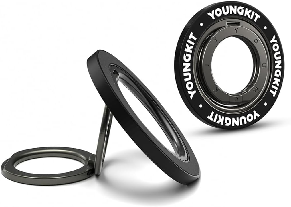 Youngkit Parmak Ring Stand Magnetik 360 Derece Dönebilen Double Ring Serisi Siyah