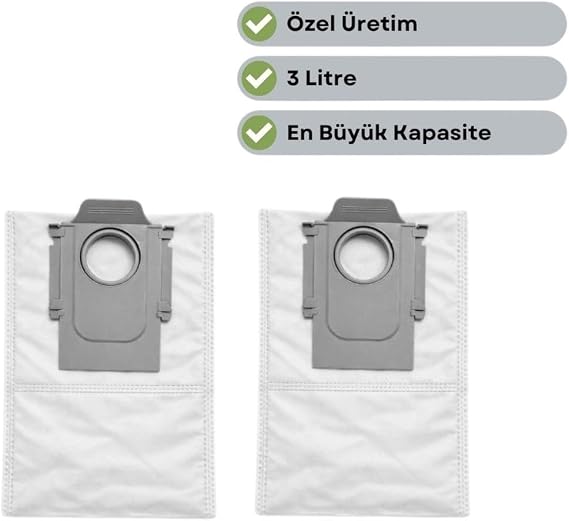 robotyedek, QRevo Curv 2 Flow Roborock ile Uyumlu 2 Adet Toz Çöp Torbası