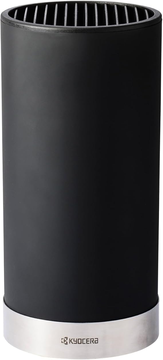 KYOCERA Universal Knife Block Compact Round Storage for Ceramic Knives | Compact, Lightweight Countertop Design Fits 6-8 Ceramic or Metal Knives, Removable Top Insert For Easy Cleaning