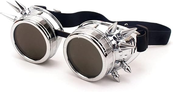Hniuyun Steampunk Goggles Vintage silver stud welding glasses motorcycle goggles Gothic Cosplay Sunglasse