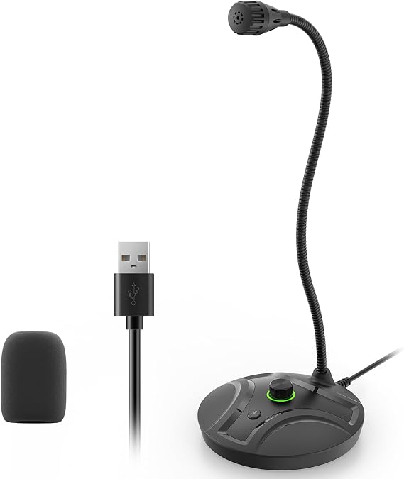 USB Computer Microphone, Plug & Play Desktop Condenser Mic for PC