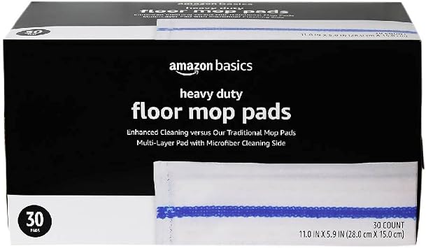 Amazon Basics Heavy Duty Disposable Floor Cleaning Mopping Pads with Absorbent Microfiber, Fits Swiffer WetJet Mopping Systems, 30 Count