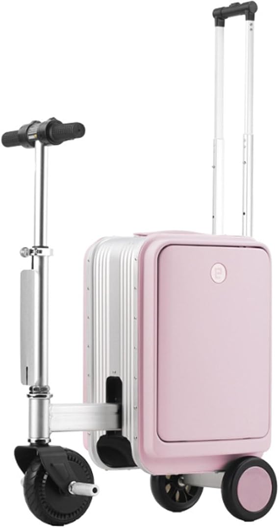 Electric Rideable Suitcase 20L,Ride on Scooter Luggage with External USB port and Removable battery,Load-bearing capacity 110 kg Pink