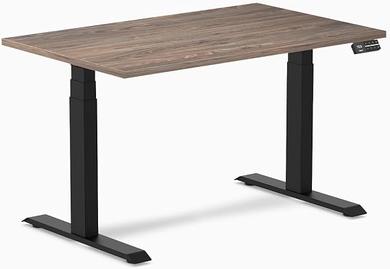 Desky Dual Laminate Sit Stand Desk Natural Walnut 47.2" Matte Black