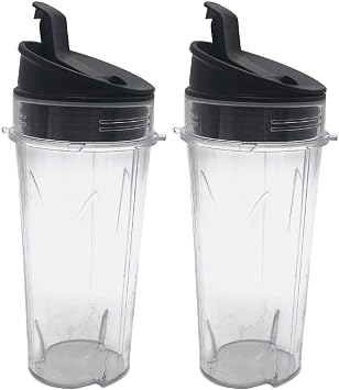 Two Pack 16-Ounce 16 oz. Cup with Sip & Seal Lid Fit for Nutri Ninja blender series with BL660/BL663/BL663CO/BL665Q/BL771/BL773CO/BL780/BL780CO/BL810/BL820/BL830/QB3000/QB3000SSW/QB3004/QB3005