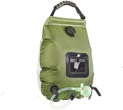 1x Solar Shower Bag 5Gallons/20L, Foldable Camping Shower Portable Solar Heating Bag with Removable Hose Pull-Off Switchable Shower Head for Camping Beach Swimming Outdoor Traveling Hiking, Green