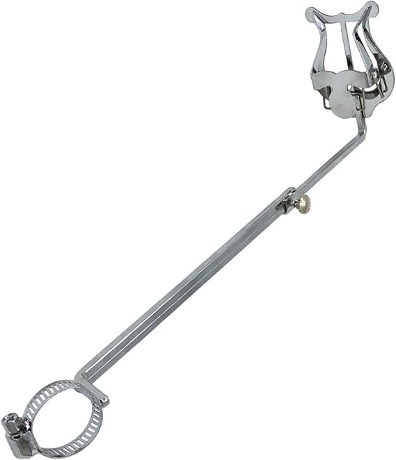 Flute Marching Lyre Stand Adjustable Flute Piccolo Clamp-on Lyre Music Sheet Clip Holder for Marching Band Beginner Practicing Silver