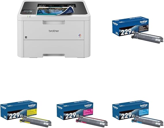 Brother HLL3220CDW Printer and TN229XL Black and Colors (C, M, Y) High Yield Toners